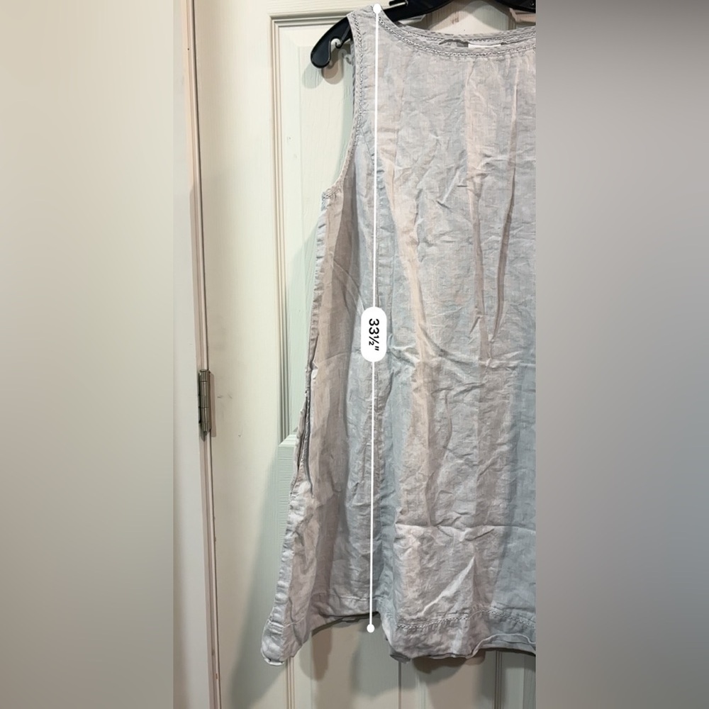 J.Jill Love Linen Hemstitched Detail Garment-Dyed Lightweight Dress Petite Large - Picture 9 of 11